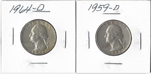 1959 - D & 1964 - D Washington Quarter