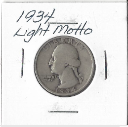1934 Light Motto Washington Quarter
