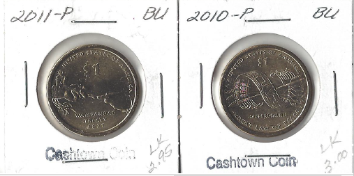 Two Native American Dollars - 2010-P & 2011-P