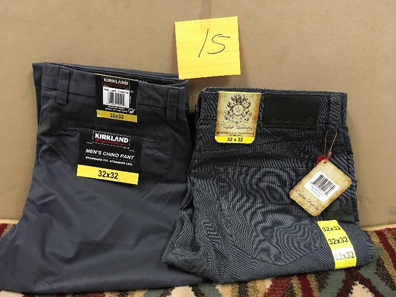 lot 15 image: Kirkland Mens Chino Pants & English Laundry Mens Pants Size 32 x 32  not used