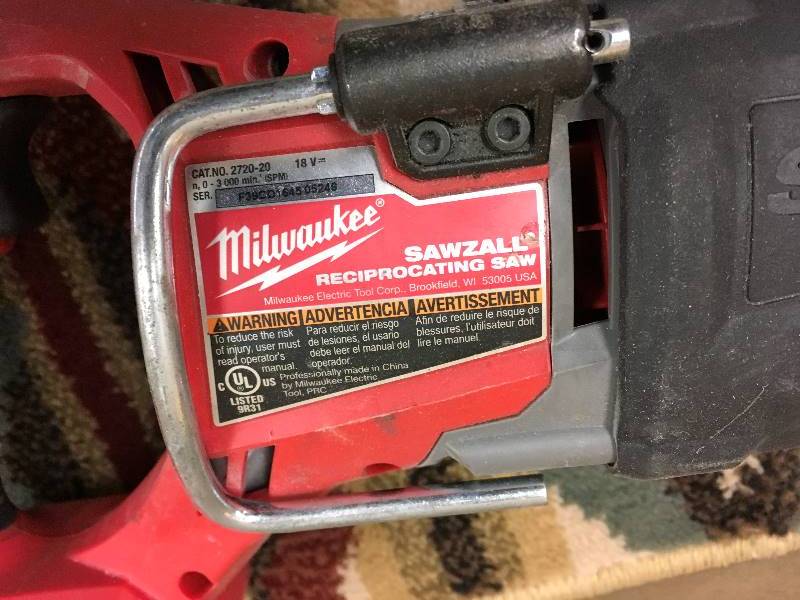 lot 19 image: Milwaukee Sawzall Reciprocating Saw in working conditions