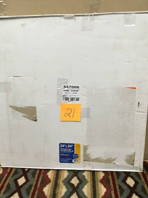 lot 21 image: TruAire 24 in x 24 in. White Return Air Filter Grille open box never used