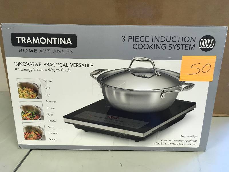 lot 50 image: Tramontina 3 Piece Induction Cooking System in working conditions