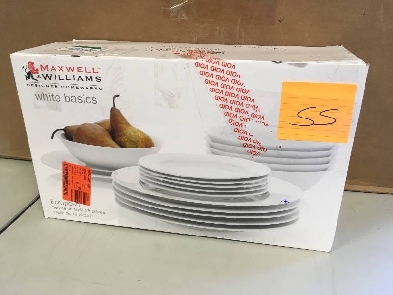 lot 55 image: Maxwell & Williams White Basics 18 Piece European Dining Set  not used