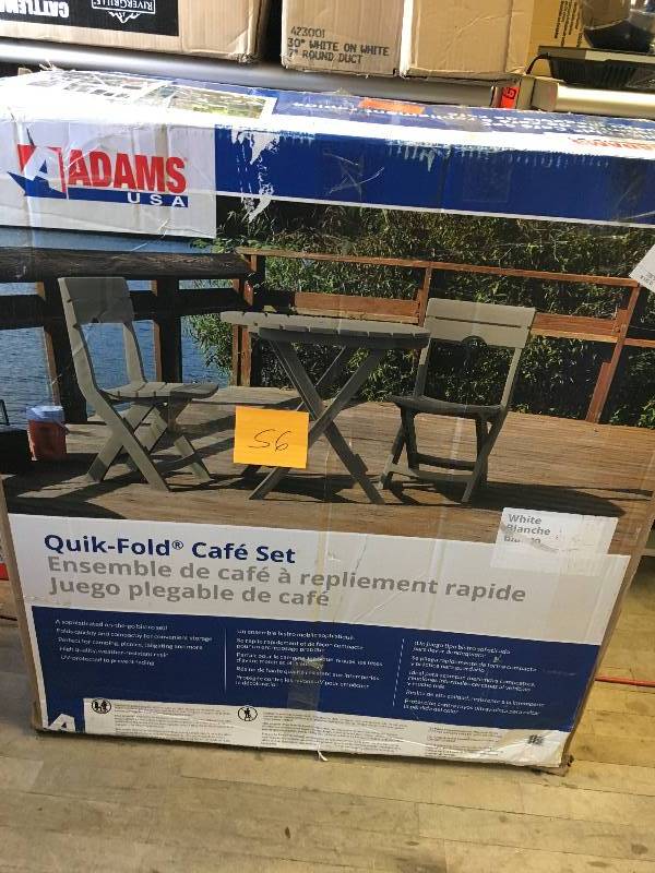 lot 56 image: ADAMS MFG. White Quik-Fold Caf Set