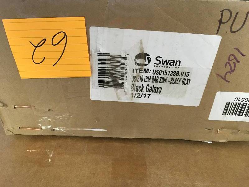 lot 62 image: Swanstone Classics 13.5 x 15.5 Undermount Bar Sink, Black Galaxy open box never used