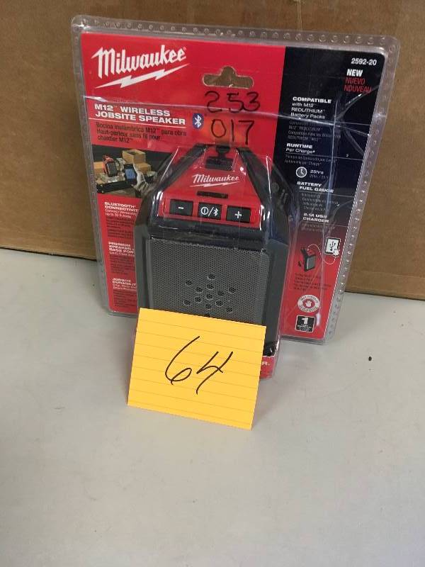lot 64 image: Milwaukee Electric Tool M122 Wireless Job Site Speaker Not used