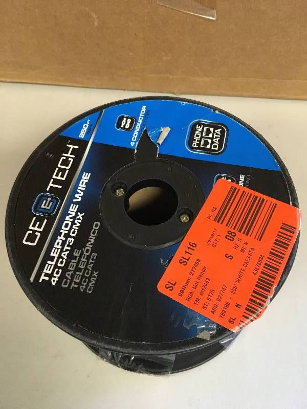 lot 71 image: Ce Tech 250 ft. Cat3 CMX Station Phone Wire not used