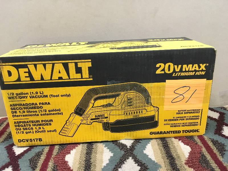 lot 81 image: DeWalt MAX 0.5 Gallon Cordless 20 Volt Cordless Wet & Dry Vacuum not used