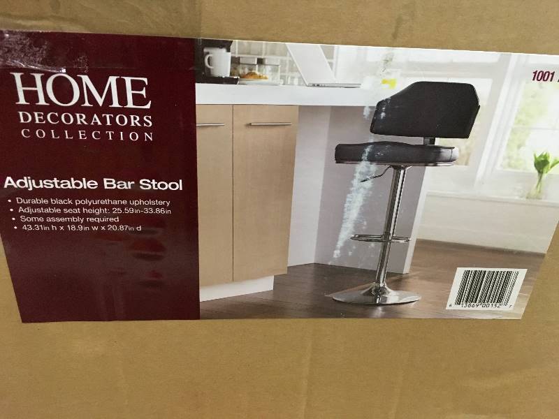 lot 89 image: Home Decorators Collection Classic Laminated Wood Bar Stool in Walnut and Black not used