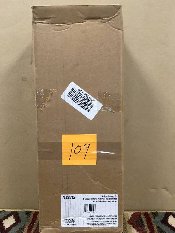 lot 109 image: Ridgid 2-12 in. Gutter Cleaning Accessory Kit for Ridgid Wet Dry Vacs not used
