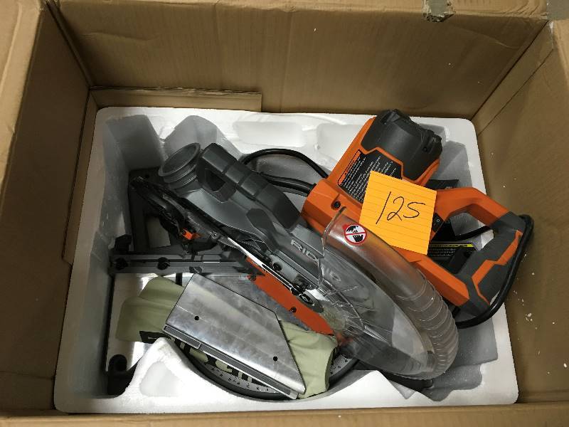lot 125 image: Ridgid 10 Dual-Bevel Miter Saw in like new conditions