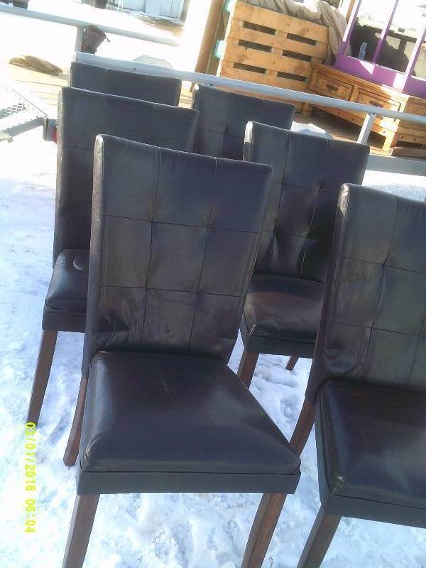 6 LEATHER PADDED HIGH BACKED CHAIRS