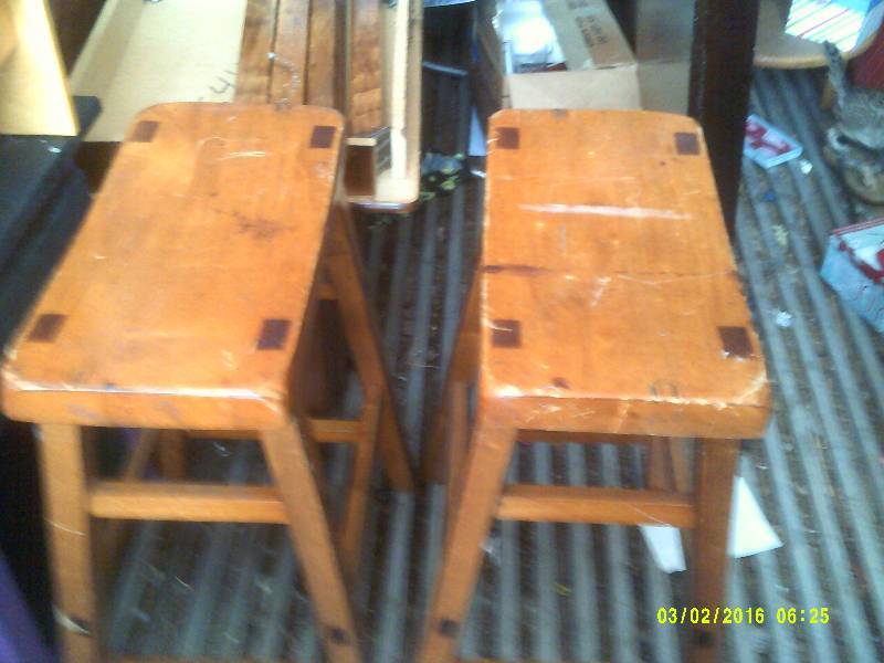 2 VINTAGE WOOD BAR STOOLS