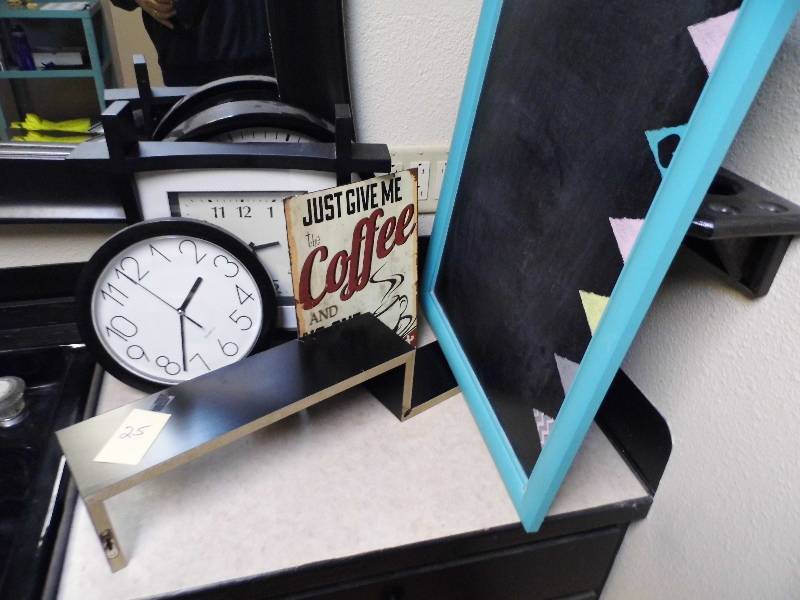 lot 25 image: Clocks - Shelf - Chalkboard
