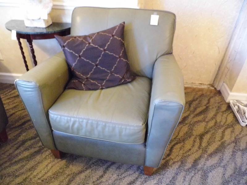 lot 65 image: Green Leather Chair