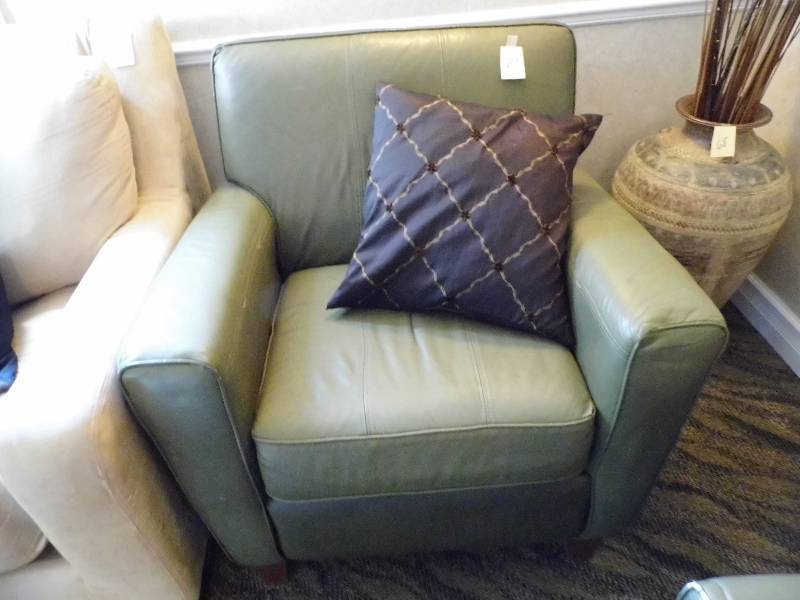lot 69 image: Green Leather Chair
