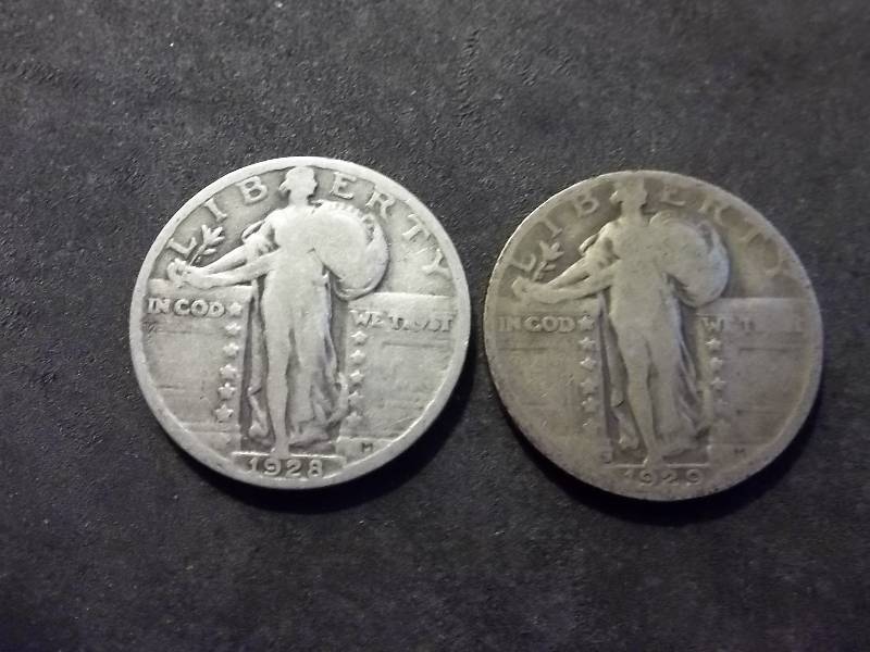 1928, 1929 Standing Liberty Quarters