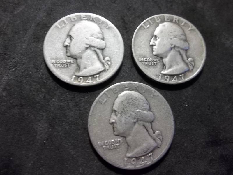 1947 P, D, S Washington Quarters