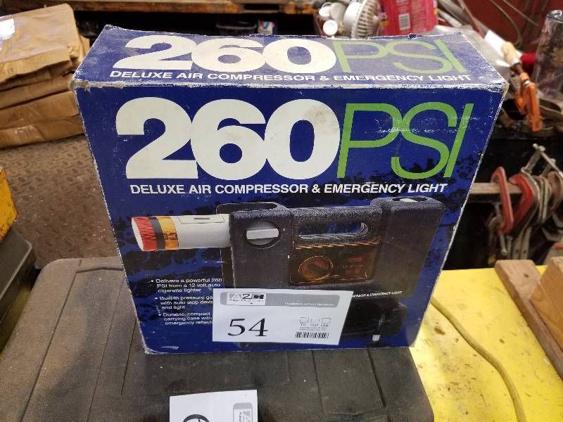 lot 54 image: 250 psi Deluxe Air Compressor & Emergency Light