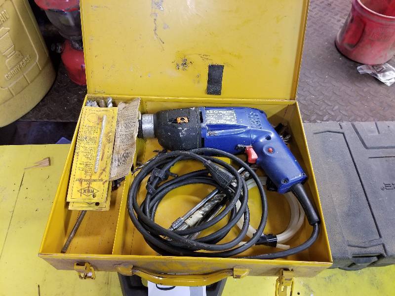 lot 63 image: AEG Hammer Drill w Contrete Drill Bits, Case