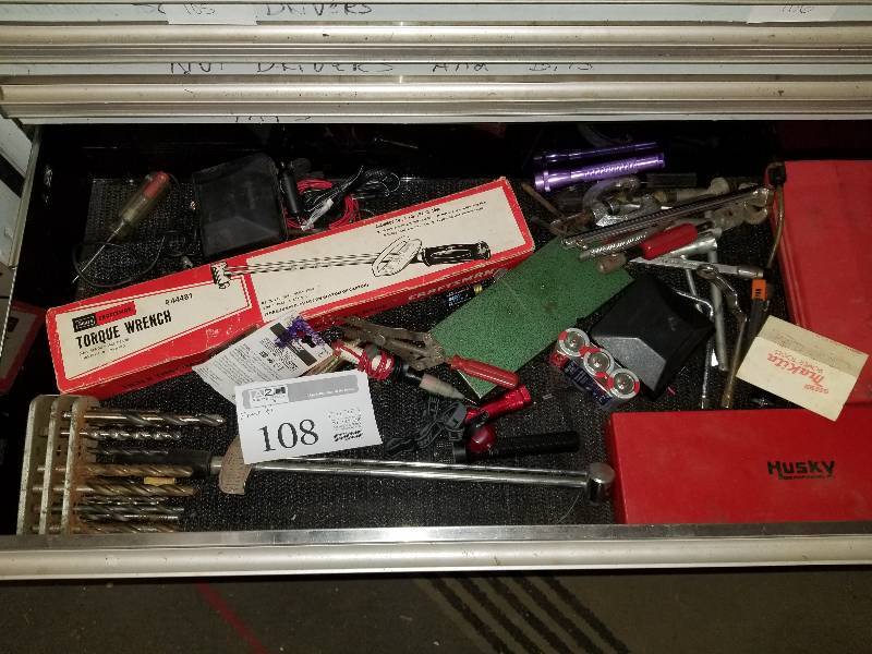 lot 108 image: Torque Wrenches, Drill Bit Sets, SK Tools 8-Piece ASA Socket Set, Work shops 34-Piece Screwdriver Socket Set