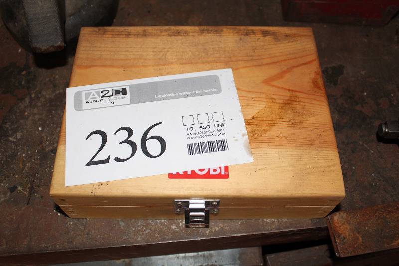 lot 236 image: Ryobi 15-Piece Router Bit Set w Wood Case