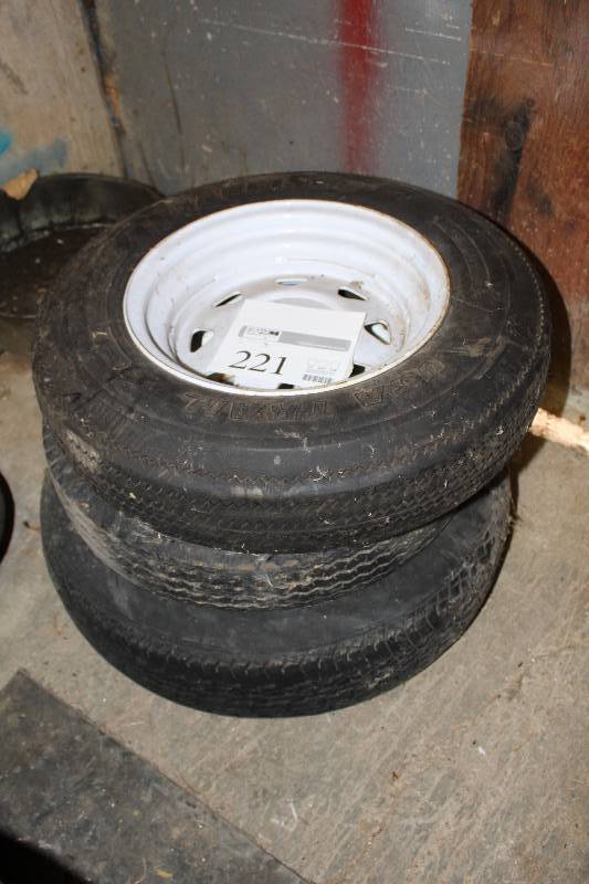 lot 221 image: Lot of (3) Tires w Wheels - Carlisle USA Trail 4.80-12