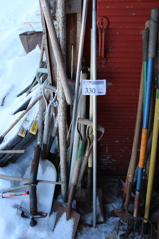 lot 330 image: Yard Tools - Shovels, Axe, Forks, And More