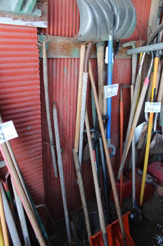 lot 333 image: Yard Tools - Shovels, Show Shovels, Forks, Sledgehammer, And More