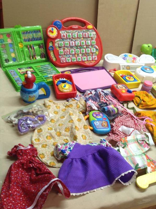 Toddler toys, Doll clothes, coloring set, Vtech Toys, Elmo and cookie monster
