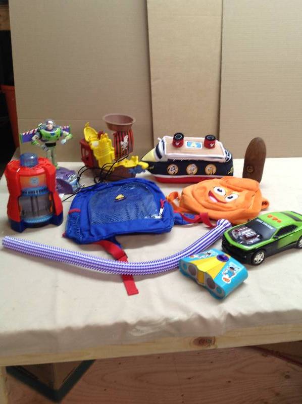 Kid Toys, Backpack, Buzz light year piggy bank, toy car