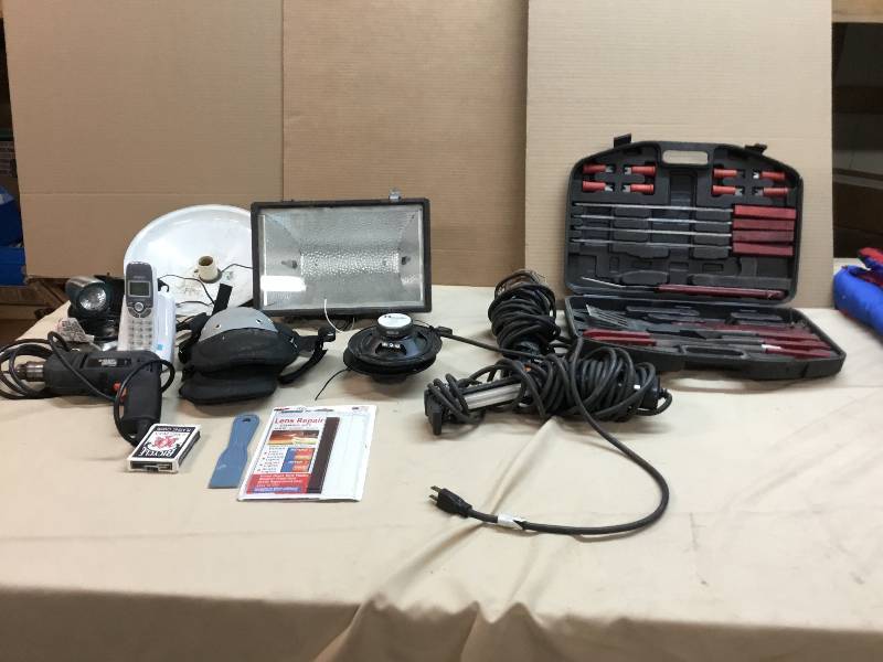 Garage Lot - BBQ set, Treble Lights, Black and Decker Drill,