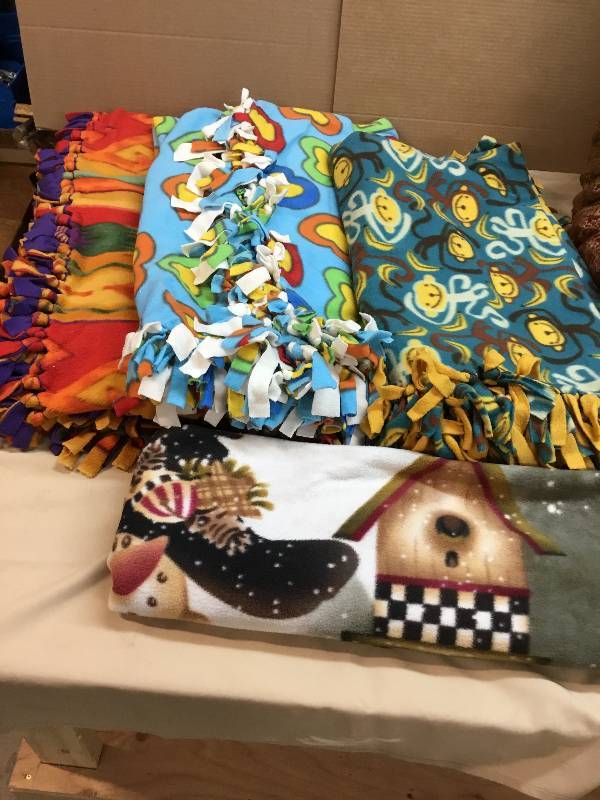 One Queen Comforter, and Four Fleece Blankets