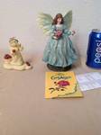 Three Golden Angels - Hand Made In Japan, Vintage - Fairy Figurine and Small White Angel