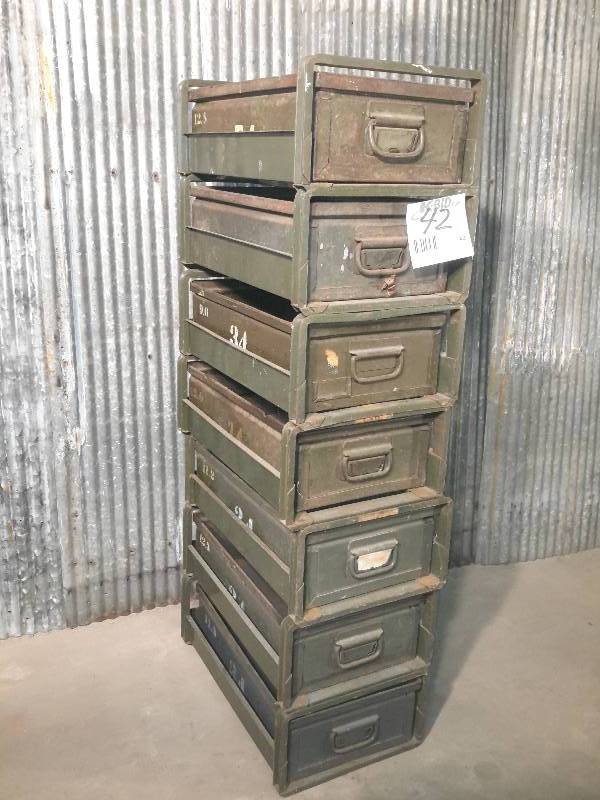 lot 42 image: 7, industrial stacking cabinets.