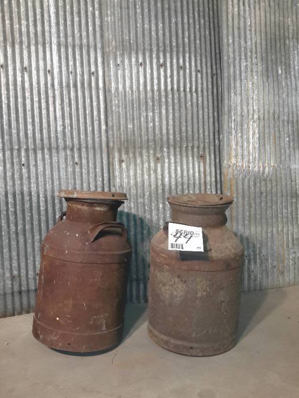 lot 44 image: 2 milk cans with covers