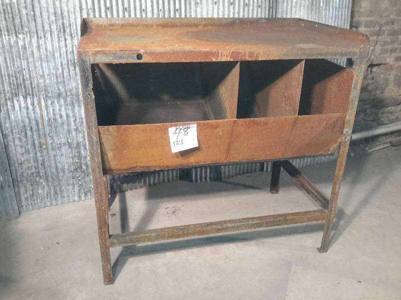 lot 48 image: Steel work table with bottom storage compartments