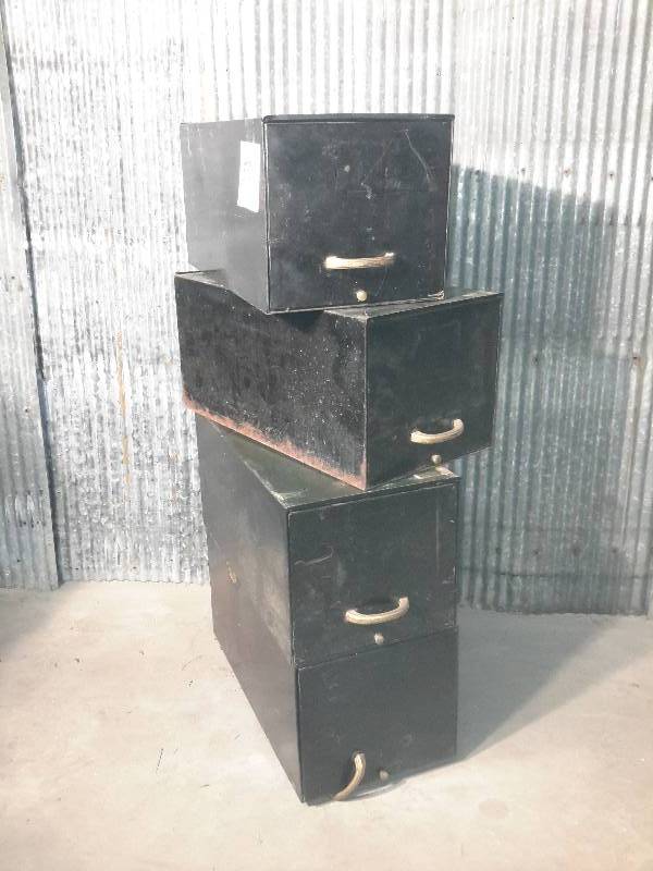 lot 56 image: 4 Industrial quality File Drawers.. Stackable