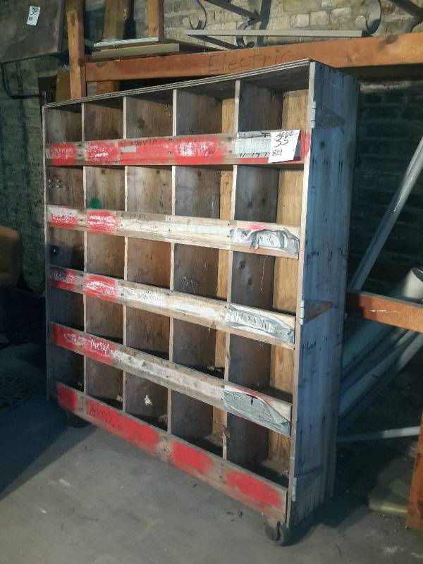 lot 35 image: 25 Section wooden storage cabinet