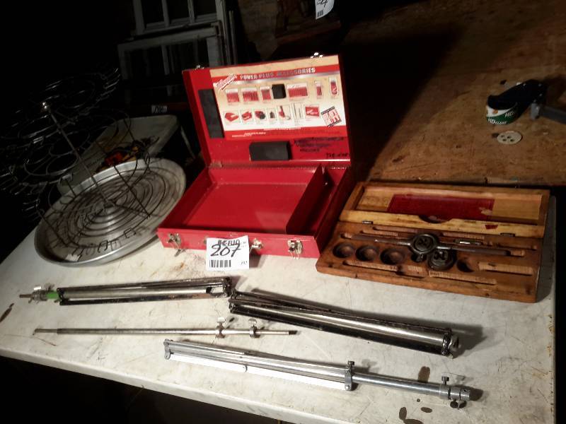 lot 207 image: Misc. items as pictured.. Includes.. See close-ups.. Not sure what the big aluminum unit is.. Use your imagination  OR, know what it is