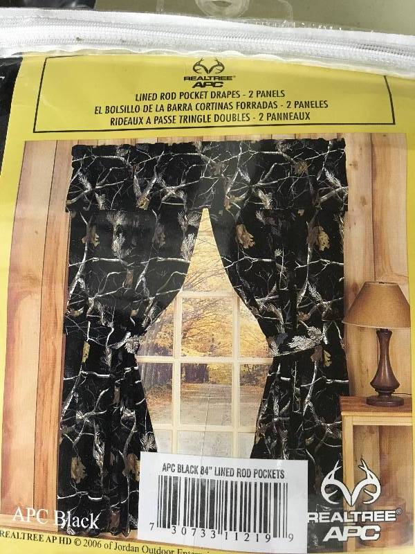 lot 564 image: REAL TREE, BLACK CAMO CURTAIN, 2 PANELS, 84