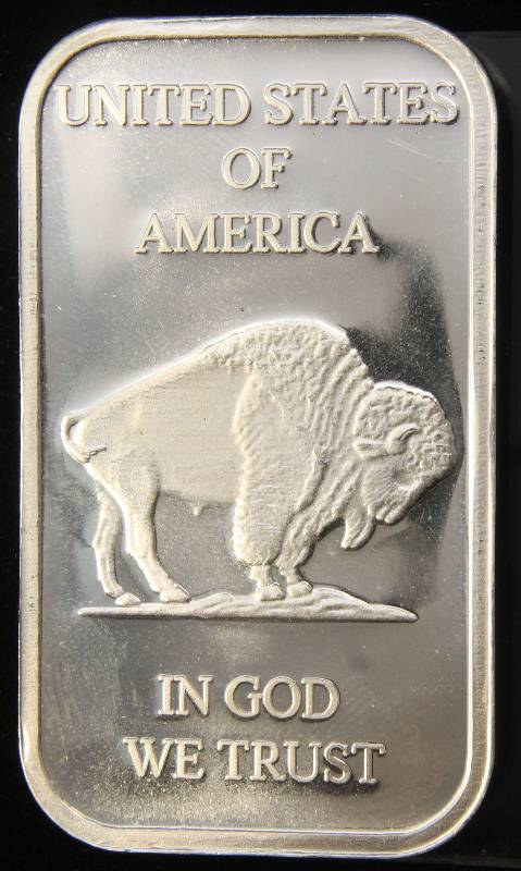 1 TROY OZ. .999 FINE SILVER BAR INDIAN BUFFALO DESIGN