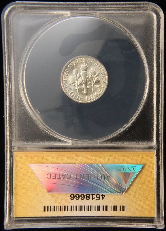 1950-D ROOSEVELT SILVER DIME MS64FSB ANACS