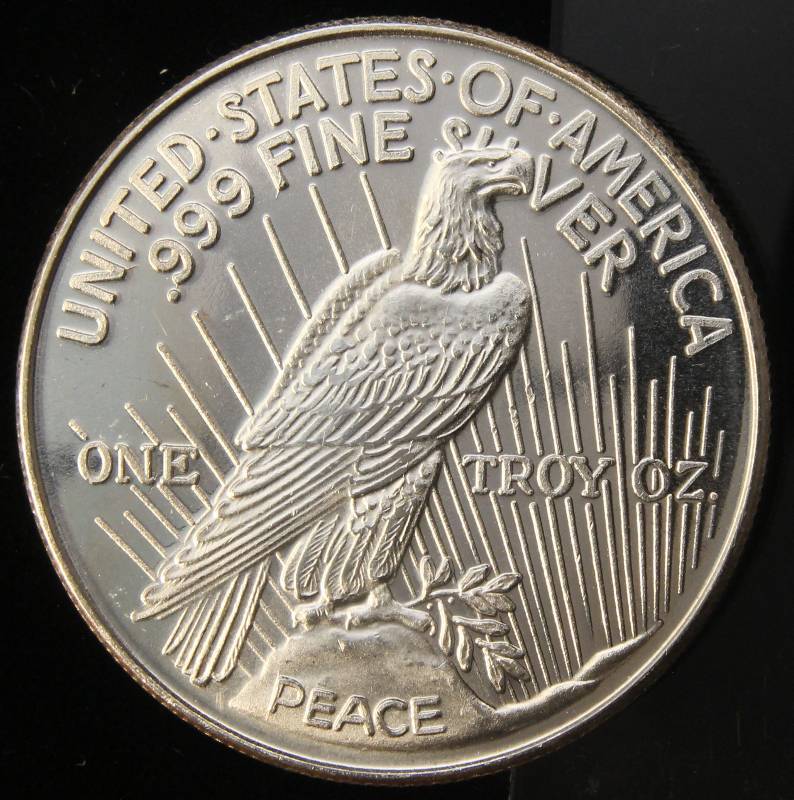 1 TROY OZ. .999 FINE SILVER PEACE DOLLAR DESIGN