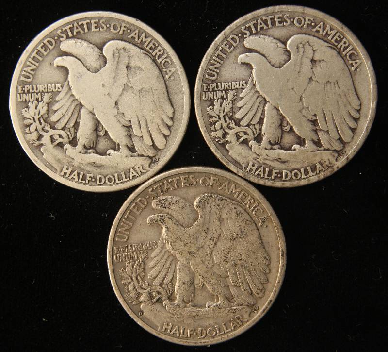 3 SILVER HALF DOLLARS 1934, 1936, 1936-D