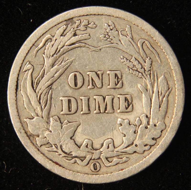 1902-O BARBER SILVER DIME VF
