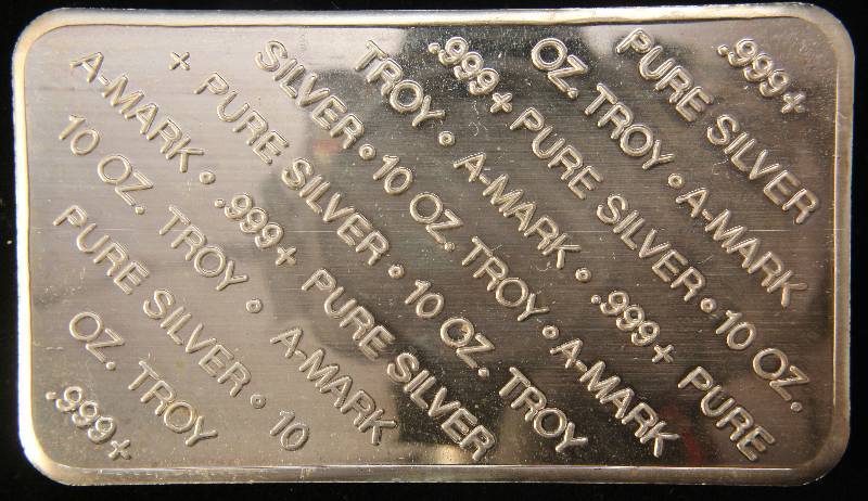 10 TROY Oz. .999 FINE SILVER BAR A-MARK