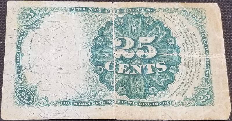 1874 US FRACTIONAL CURRENCY NOTE TWENTY FIVE CENT BILL