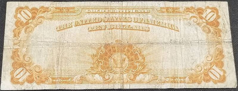 1922 US LARGE SIZE $10 GOLD CERTIFICATE SPEELMAN WHITE